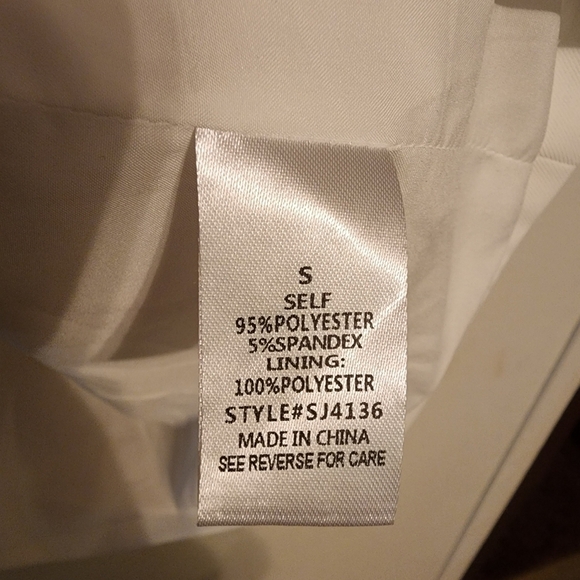 GeeGee White One Button Fringe Blazer Faux Pockets Size S NWOT - Picture 5 of 9